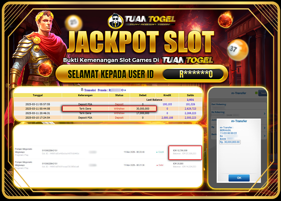 TUANTOGEL JACKPOT SLOT POMPEII MEGAREELS MEGAWAYS Rp30.000.000, - LUNAS